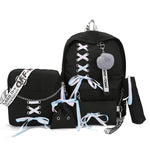Load image into Gallery viewer, Chain Canvas female book bag backpack 5pcs/set schoolbag school bag travel pack fashion Tassel women teenage teenagers girl 2019
