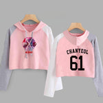 Load image into Gallery viewer, EXO Kpop Hoodie Women Crop Hoodies Sweatshirts Korean Fashion Long Sleeve Hooded Pink Loose Pullover Exo Cropped Clothes
