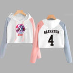 Load image into Gallery viewer, EXO Kpop Hoodie Women Crop Hoodies Sweatshirts Korean Fashion Long Sleeve Hooded Pink Loose Pullover Exo Cropped Clothes

