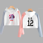Load image into Gallery viewer, EXO Kpop Hoodie Women Crop Hoodies Sweatshirts Korean Fashion Long Sleeve Hooded Pink Loose Pullover Exo Cropped Clothes
