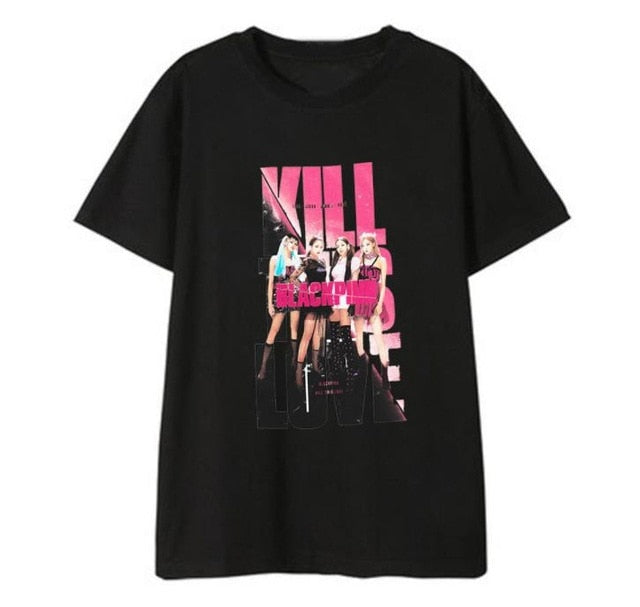 Summer style kpop blackpink photo/logo printing t shirt unisex fashion o neck short sleeve t-shirt 3 colors top tees