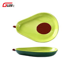 Load image into Gallery viewer, Novelty Huge Cute Green Avocado Shape Ceramic Fruit Salad Plate Snack Dish Rice Soup Bowl Tableware Supplies 6.5inch/8inch Plate
