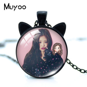 2019 New Blackpink Kpop Group Girls Cat Ears Necklace Lovely Blackpink Kpop Singers Jewelry for Fans Jewelry Gifts