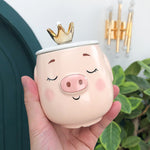 Load image into Gallery viewer, FSILE My drinking cup pink white pig ceramic cup with lid spoon cute cartoon breakfast milk mug girl couple gift coffee cup
