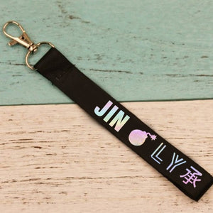 Fashion Bangtan Boys Keychain Braided Ribbon Keyring Women Men Phone Case Lanyard Key Chain Car Wallet Bag Pendant JIMIN SUGA