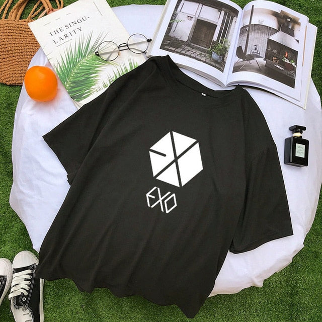 EXO Kpop Short Sleeve Tshirt Women Summer New Korean Cotton Tee Shirt Femme Casual Streetwear Tumblr Harajuku Tops Camisas Mujer