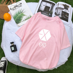 EXO Kpop Short Sleeve Tshirt Women Summer New Korean Cotton Tee Shirt Femme Casual Streetwear Tumblr Harajuku Tops Camisas Mujer
