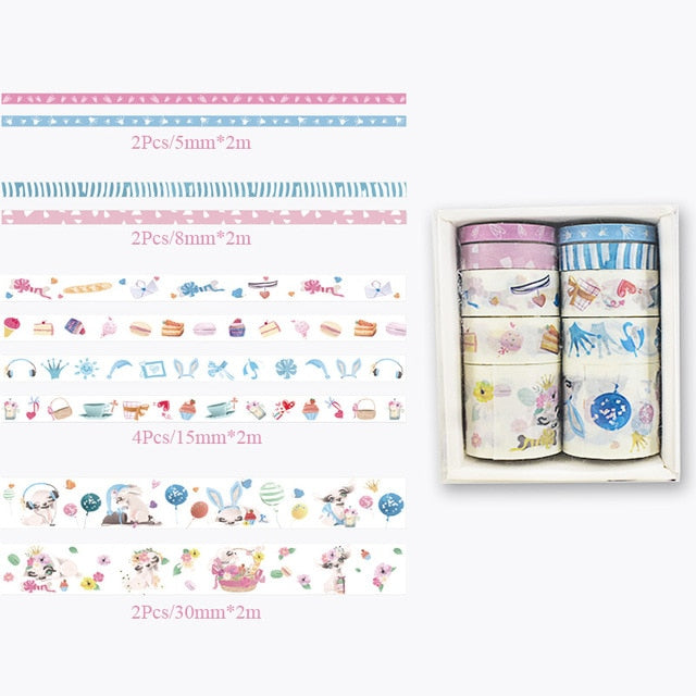 10Pcs/Set Cute Plant Leaves Washi Tape Kawaii Flower Masking Tape Whale Decorative Tape For Sticker Scrapbooking DIY Photo Album