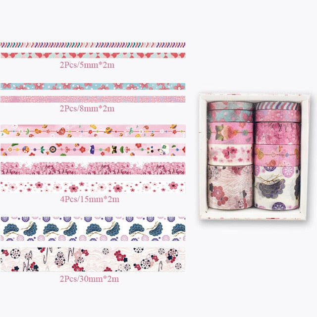 10Pcs/Set Cute Plant Leaves Washi Tape Kawaii Flower Masking Tape Whale Decorative Tape For Sticker Scrapbooking DIY Photo Album