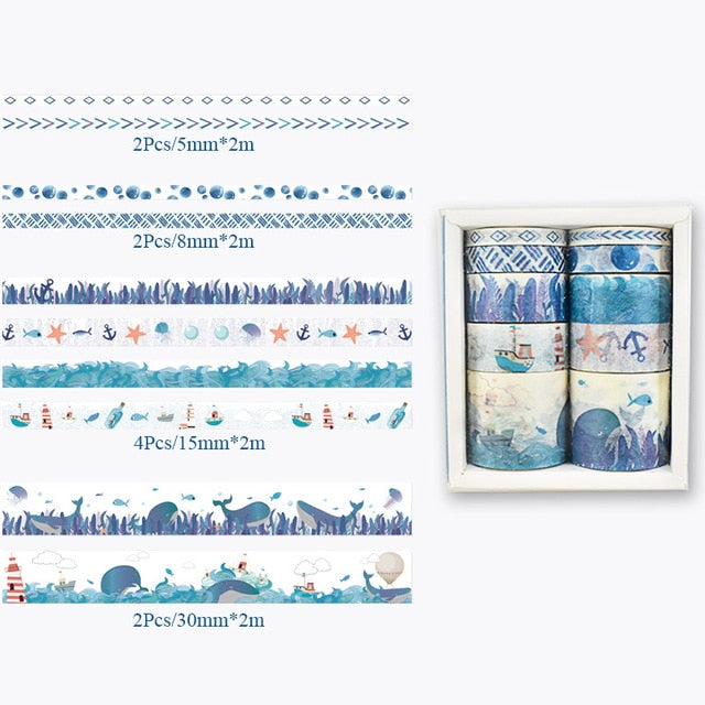 10Pcs/Set Cute Plant Leaves Washi Tape Kawaii Flower Masking Tape Whale Decorative Tape For Sticker Scrapbooking DIY Photo Album