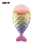 Load image into Gallery viewer, 1Pcs Cute Mermaid Foundation Power Makeup Brush Blending Contour Blush Fish Scale Cosmetic Beauty Make Up Brush Tools Maquiagem
