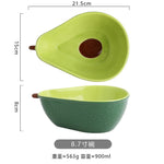 Load image into Gallery viewer, Novelty Huge Cute Green Avocado Shape Ceramic Fruit Salad Plate Snack Dish Rice Soup Bowl Tableware Supplies 6.5inch/8inch Plate
