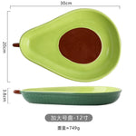 Load image into Gallery viewer, Novelty Huge Cute Green Avocado Shape Ceramic Fruit Salad Plate Snack Dish Rice Soup Bowl Tableware Supplies 6.5inch/8inch Plate
