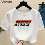 Load image into Gallery viewer, Kpop ATEEZ Print Casual T-shirts Women and Men Clothes White Summer Tops Short Sleeve Kpops T-Shirts for Fans
