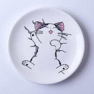 Cartoon Cat Ceramic Plate Creative Cuisine Dish Cute White Plate Steak Rice Soup Bone China Tableware Gift Ceramica Dish