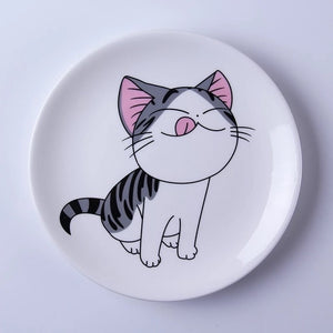 Cartoon Cat Ceramic Plate Creative Cuisine Dish Cute White Plate Steak Rice Soup Bone China Tableware Gift Ceramica Dish