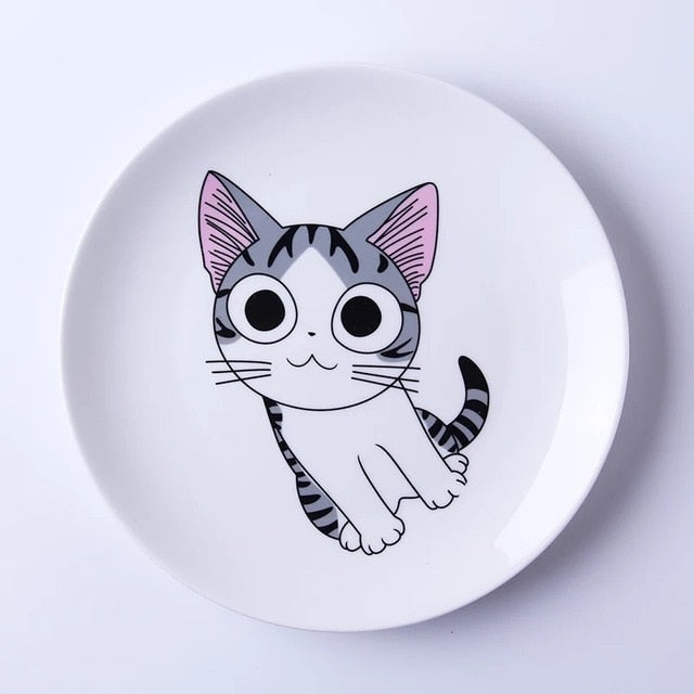 Cartoon Cat Ceramic Plate Creative Cuisine Dish Cute White Plate Steak Rice Soup Bone China Tableware Gift Ceramica Dish