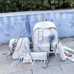 Load image into Gallery viewer, Chain Canvas female book bag backpack 5pcs/set schoolbag school bag travel pack fashion Tassel women teenage teenagers girl 2019
