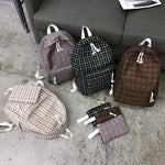 Load image into Gallery viewer, 2set Plaid pattern Backpack Canvas Women Shoulder Bag New Teenager Girl School Backpack Female Mochilas Bagpack

