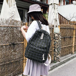 Load image into Gallery viewer, 2set Plaid pattern Backpack Canvas Women Shoulder Bag New Teenager Girl School Backpack Female Mochilas Bagpack
