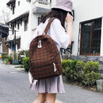 Load image into Gallery viewer, 2set Plaid pattern Backpack Canvas Women Shoulder Bag New Teenager Girl School Backpack Female Mochilas Bagpack
