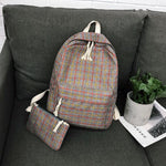 Load image into Gallery viewer, 2set Plaid pattern Backpack Canvas Women Shoulder Bag New Teenager Girl School Backpack Female Mochilas Bagpack
