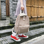 Load image into Gallery viewer, 2set Plaid pattern Backpack Canvas Women Shoulder Bag New Teenager Girl School Backpack Female Mochilas Bagpack
