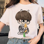Load image into Gallery viewer, Summer 2020 new women's tee cartoon Bulletproof Boys BTS Style DIY Doll Adorable Korean-style Casual Slim Fit Crew neck T-shirt
