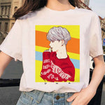 Load image into Gallery viewer, Summer 2020 new women's tee cartoon Bulletproof Boys BTS Style DIY Doll Adorable Korean-style Casual Slim Fit Crew neck T-shirt
