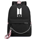 Load image into Gallery viewer, Black idol Backpack Canvas Usb School Bags for Girls Teenagers Backpack Women Cute Korea Harajuku High College Schoolbag
