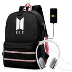 Load image into Gallery viewer, Black idol Backpack Canvas Usb School Bags for Girls Teenagers Backpack Women Cute Korea Harajuku High College Schoolbag
