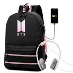 Load image into Gallery viewer, Black idol Backpack Canvas Usb School Bags for Girls Teenagers Backpack Women Cute Korea Harajuku High College Schoolbag
