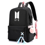 Load image into Gallery viewer, Black idol Backpack Canvas Usb School Bags for Girls Teenagers Backpack Women Cute Korea Harajuku High College Schoolbag
