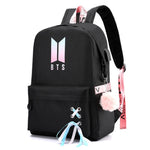 Load image into Gallery viewer, Black idol Backpack Canvas Usb School Bags for Girls Teenagers Backpack Women Cute Korea Harajuku High College Schoolbag
