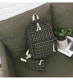 Load image into Gallery viewer, 2set Plaid pattern Backpack Canvas Women Shoulder Bag New Teenager Girl School Backpack Female Mochilas Bagpack
