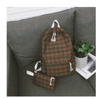 Load image into Gallery viewer, 2set Plaid pattern Backpack Canvas Women Shoulder Bag New Teenager Girl School Backpack Female Mochilas Bagpack
