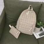 Load image into Gallery viewer, 2set Plaid pattern Backpack Canvas Women Shoulder Bag New Teenager Girl School Backpack Female Mochilas Bagpack
