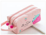 Load image into Gallery viewer, Korean School Pencil Case for Girls Boys Pencilcase Kawaii Fruit Pen Box Big Cartridge Bag Large 2 Zippers Penal Stationery Cute
