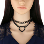 Load image into Gallery viewer, All black Heart chain choker goth girls collar grunge style punk chokers harajuku kawaii necklace  chocker halloween accessories

