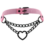Load image into Gallery viewer, All black Heart chain choker goth girls collar grunge style punk chokers harajuku kawaii necklace  chocker halloween accessories
