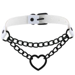 Load image into Gallery viewer, All black Heart chain choker goth girls collar grunge style punk chokers harajuku kawaii necklace  chocker halloween accessories
