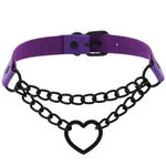 Load image into Gallery viewer, All black Heart chain choker goth girls collar grunge style punk chokers harajuku kawaii necklace  chocker halloween accessories
