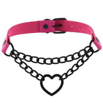 Load image into Gallery viewer, All black Heart chain choker goth girls collar grunge style punk chokers harajuku kawaii necklace  chocker halloween accessories
