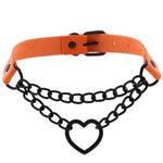Load image into Gallery viewer, All black Heart chain choker goth girls collar grunge style punk chokers harajuku kawaii necklace  chocker halloween accessories
