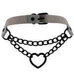 Load image into Gallery viewer, All black Heart chain choker goth girls collar grunge style punk chokers harajuku kawaii necklace  chocker halloween accessories
