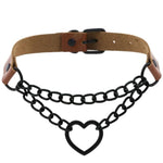 Load image into Gallery viewer, All black Heart chain choker goth girls collar grunge style punk chokers harajuku kawaii necklace  chocker halloween accessories
