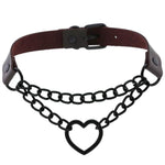 Load image into Gallery viewer, All black Heart chain choker goth girls collar grunge style punk chokers harajuku kawaii necklace  chocker halloween accessories
