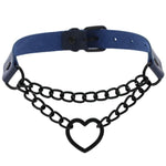 Load image into Gallery viewer, All black Heart chain choker goth girls collar grunge style punk chokers harajuku kawaii necklace  chocker halloween accessories
