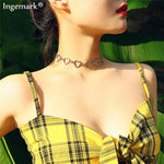 Load image into Gallery viewer, Ingemark Korean Sweet Love Heart Choker Necklace Statement Girlfriend Gift Cute Silver Color Necklace Jewelry Collier Femme 2020
