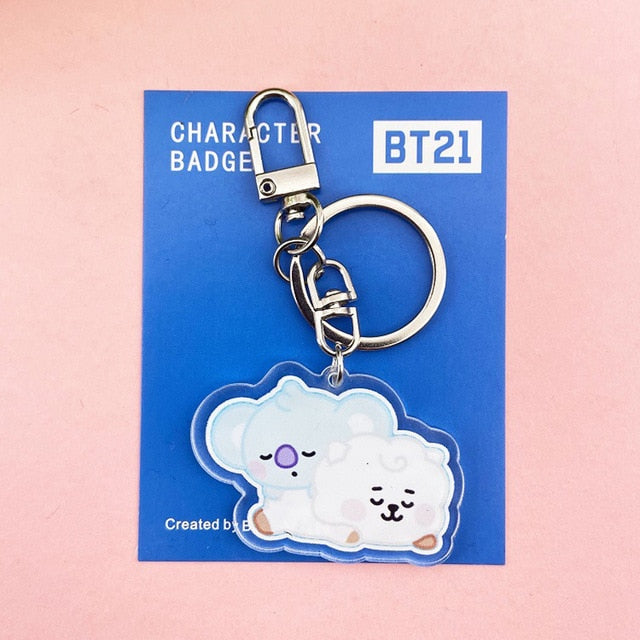Cute Cartoon Doll Keychain Bags Chain For Women Men Acrylic Charm Characters Kpop Pendant Keyrings Accessories Creative Jewelry